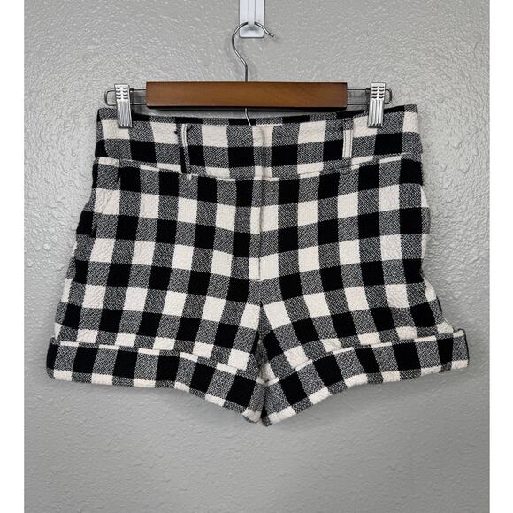 Veronica Beard Pants - Veronica Beard Black, White Preppy Carito Gingham Rolled-Cuff Shorts / Size-4